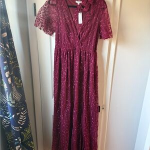 Baltic Born Deep Red Lace Maxi Dress